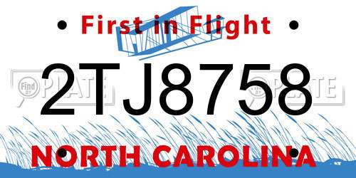 2TJ8758 North Carolina License Plate