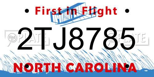 2TJ8785 North Carolina License Plate