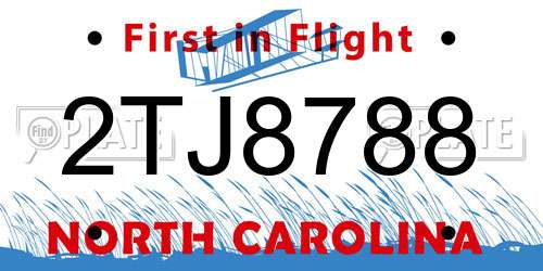 2TJ8788 North Carolina License Plate