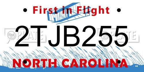 2TJB255 North Carolina License Plate