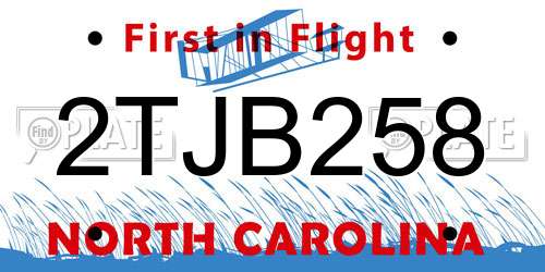 2TJB258 North Carolina License Plate