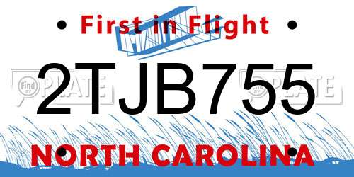 2TJB755 North Carolina License Plate