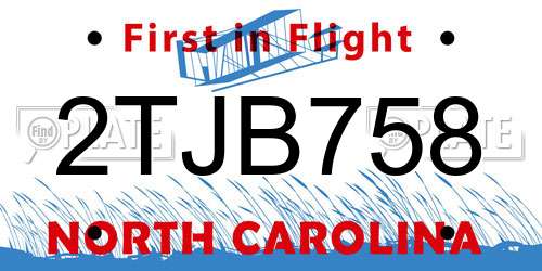 2TJB758 North Carolina License Plate