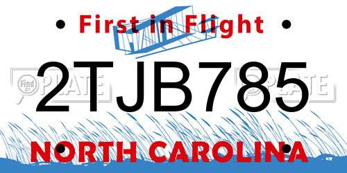 2TJB785 North Carolina License Plate