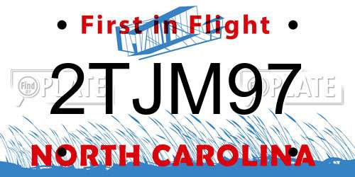 2TJM97 North Carolina License Plate