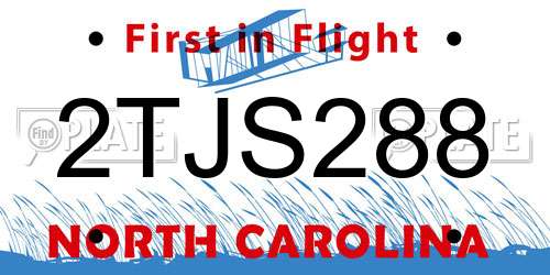 2TJS288 North Carolina License Plate