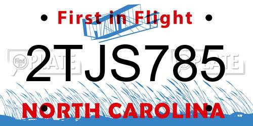 2TJS785 North Carolina License Plate