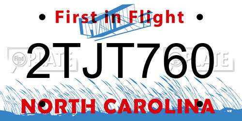 2TJT760 North Carolina License Plate