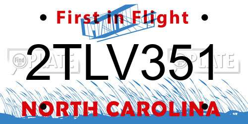 2TLV351 North Carolina License Plate