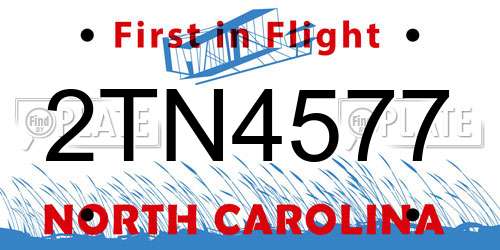2TN4577 North Carolina License Plate