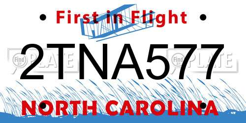 2TNA577 North Carolina License Plate