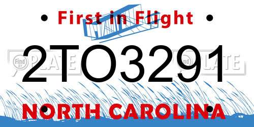 2TO3291 North Carolina License Plate