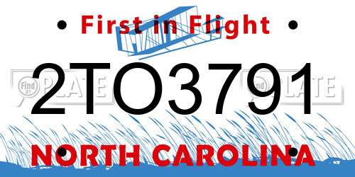 2TO3791 North Carolina License Plate