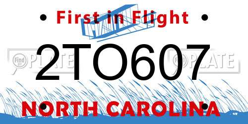 2TO607 North Carolina License Plate