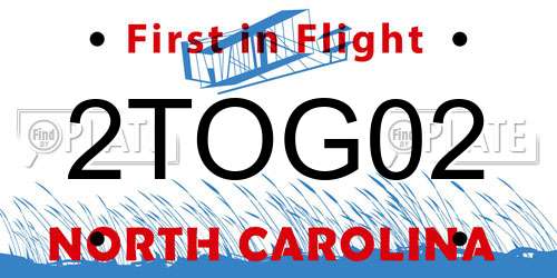 2TOG02 North Carolina License Plate