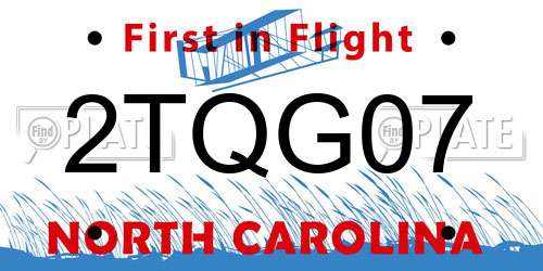 2TQG07 North Carolina License Plate