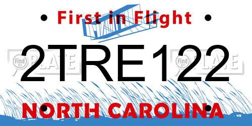 2TRE122 North Carolina License Plate