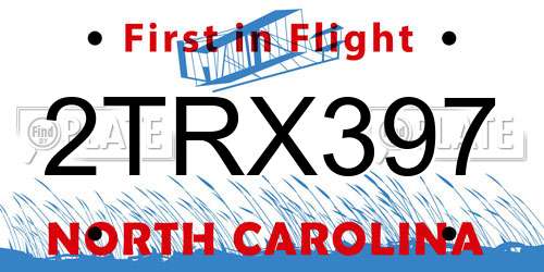 2TRX397 North Carolina License Plate