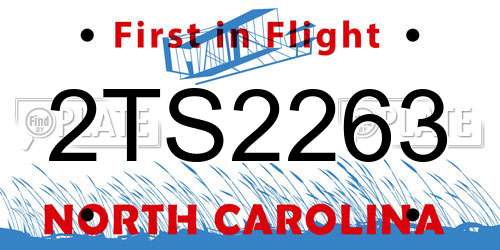 2TS2263 North Carolina License Plate