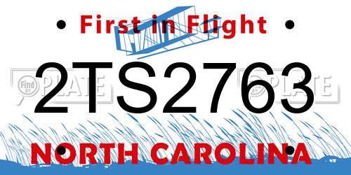 2TS2763 North Carolina License Plate
