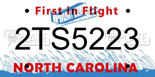 2TS5223 North Carolina License Plate
