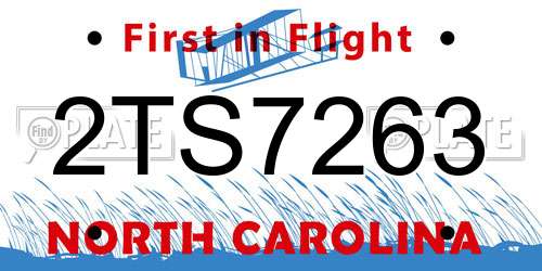 2TS7263 North Carolina License Plate