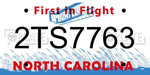 2TS7763 North Carolina License Plate