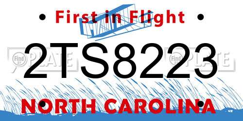 2TS8223 North Carolina License Plate