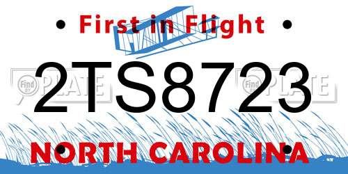 2TS8723 North Carolina License Plate