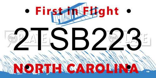 2TSB223 North Carolina License Plate