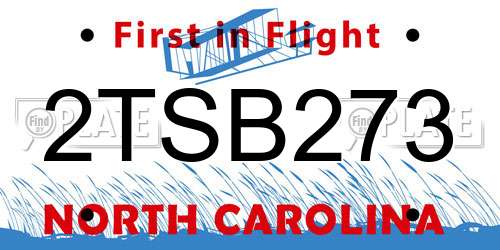 2TSB273 North Carolina License Plate