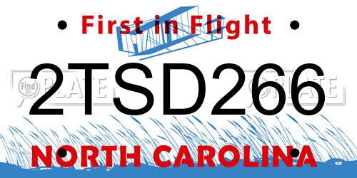 2TSD266 North Carolina License Plate