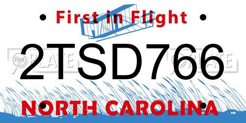 2TSD766 North Carolina License Plate