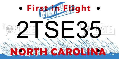 2TSE35 North Carolina License Plate
