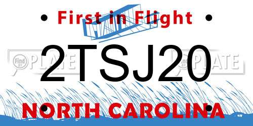 2TSJ20 North Carolina License Plate