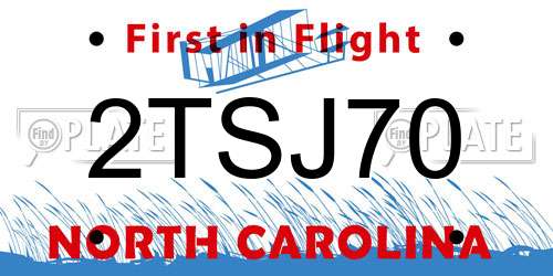 2TSJ70 North Carolina License Plate