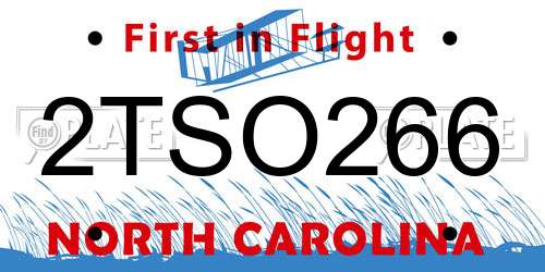 2TSO266 North Carolina License Plate