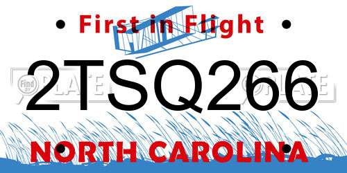 2TSQ266 North Carolina License Plate