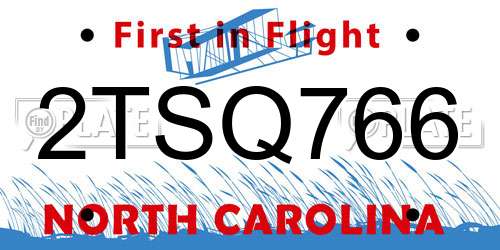 2TSQ766 North Carolina License Plate