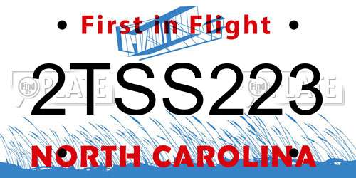 2TSS223 North Carolina License Plate