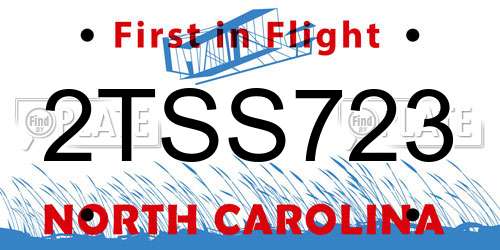 2TSS723 North Carolina License Plate