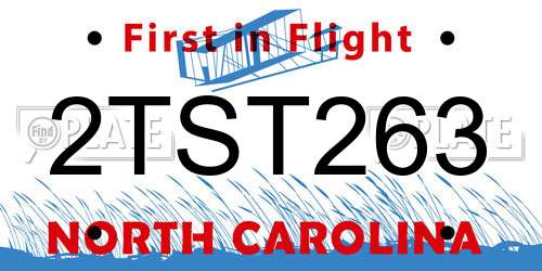 2TST263 North Carolina License Plate
