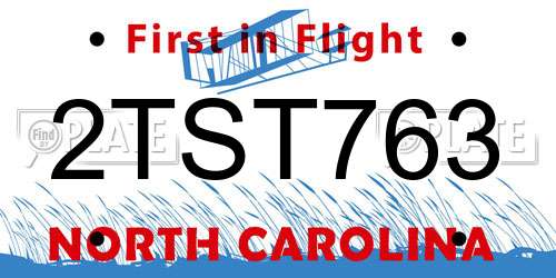 2TST763 North Carolina License Plate