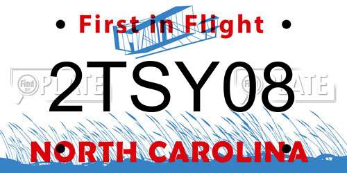 2TSY08 North Carolina License Plate