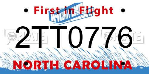 2TT0776 North Carolina License Plate