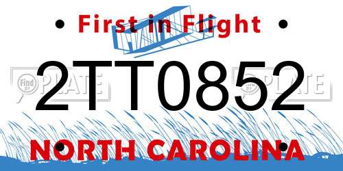 2TT0852 North Carolina License Plate