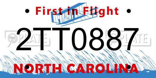 2TT0887 North Carolina License Plate