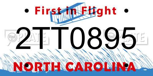 2TT0895 North Carolina License Plate