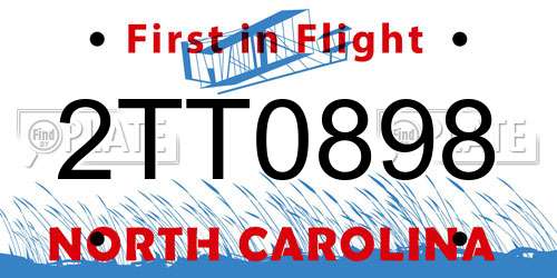 2TT0898 North Carolina License Plate