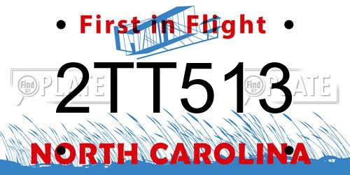 2TT513 North Carolina License Plate